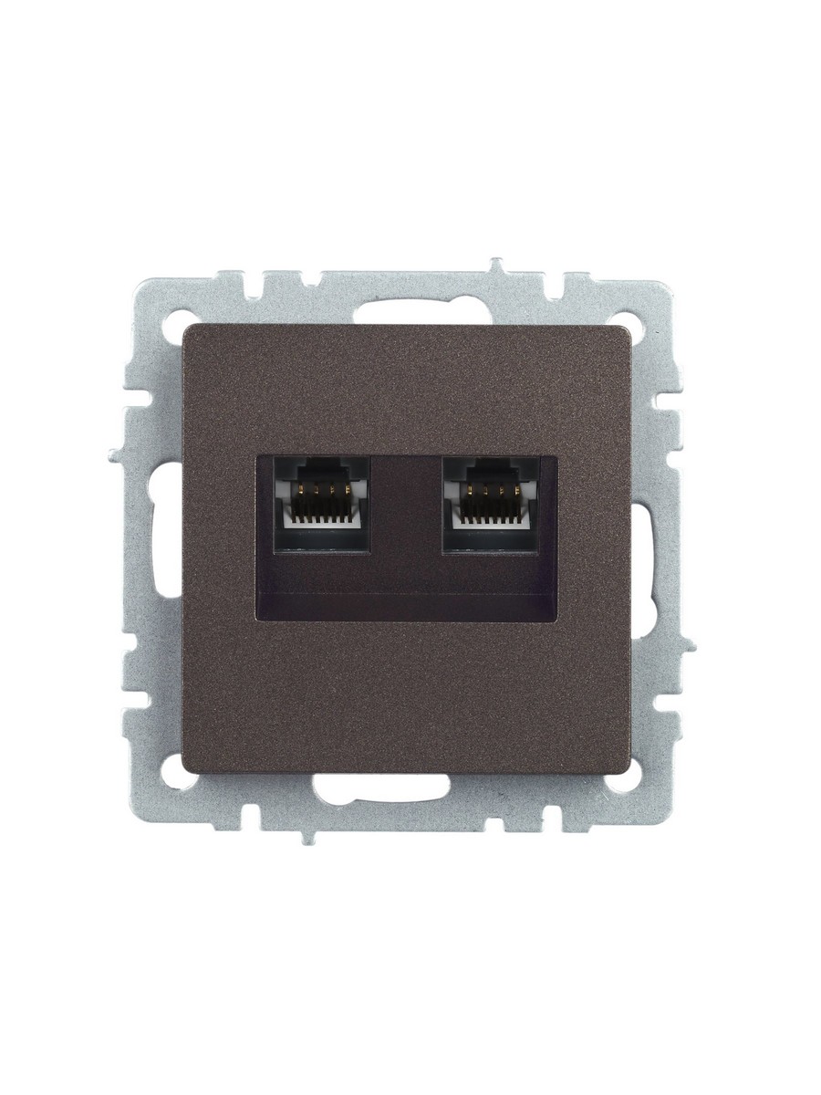IEK Brite Бронза Розетка IEK BRITE двойная RJ11+RJ45 кат.5E РК/Т12-БрТБ темная бронза BR-KT20-O-1-K45
