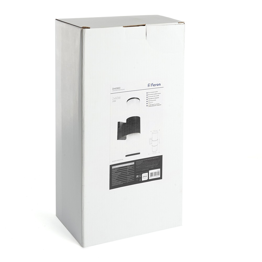 Уличные настенные светильники Светильник садово-парковый Feron DH0902 на стену  E27 230V черный 11653 