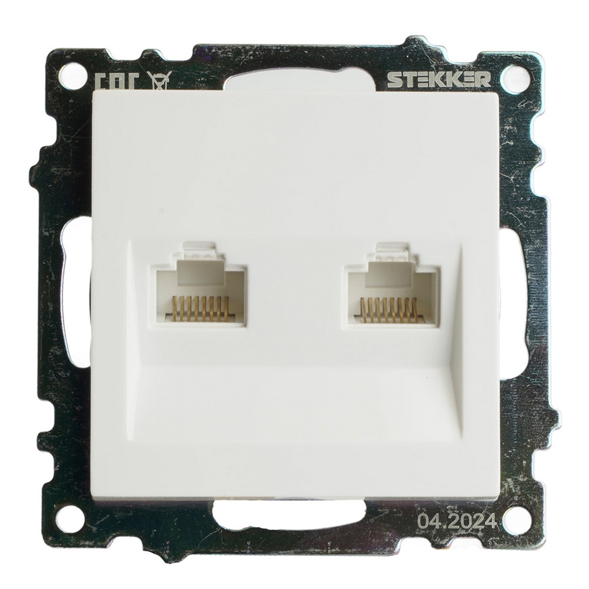 Розетка компьютерная 2-местная RJ-45 STEKKER GLS00-7109-01 Катрин белый 50003