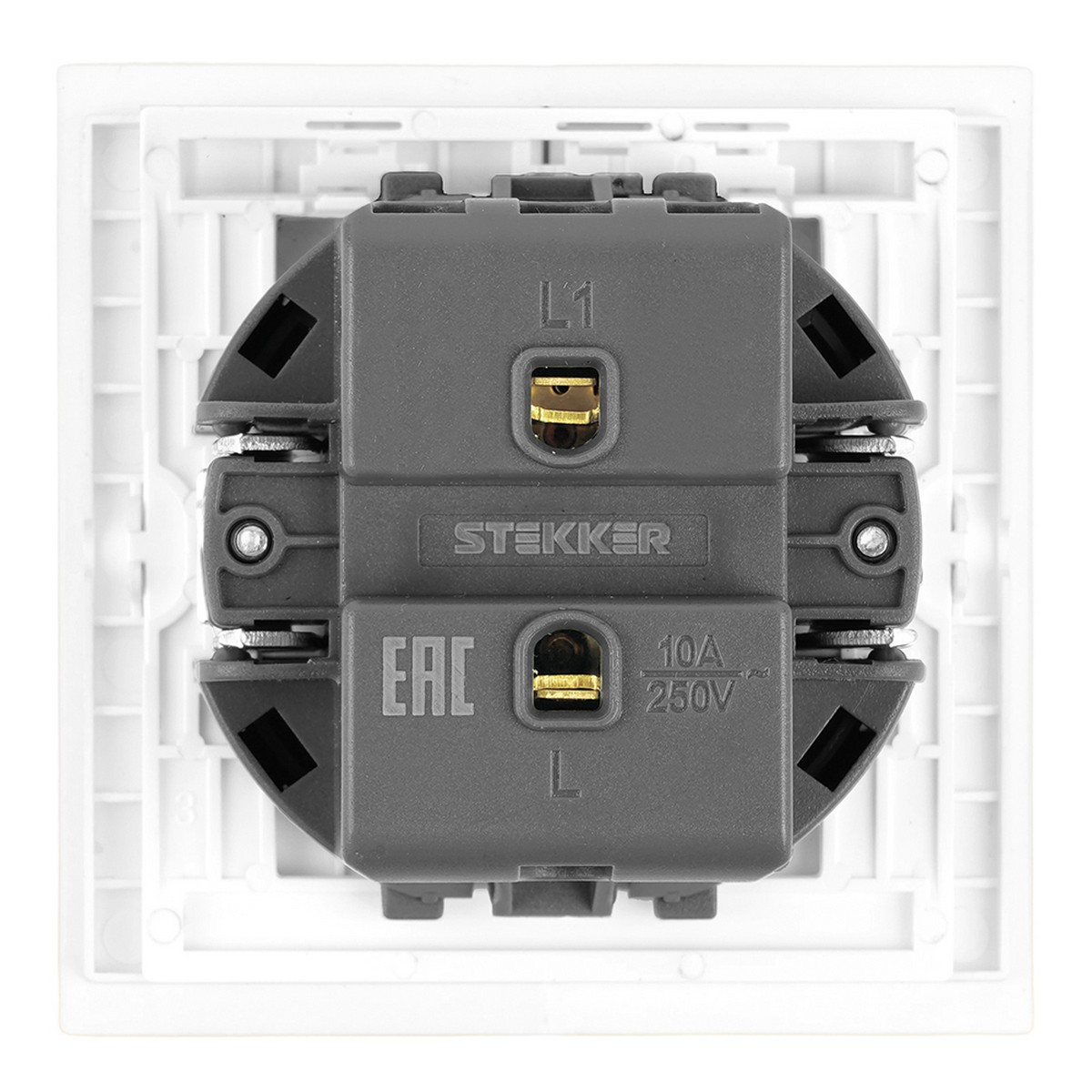 Мия - Розетки и выключатели Stekker Выключатель 1-клавишный самовозвратный STEKKER Мия RSW10-3112-01 белая магнолия 50572