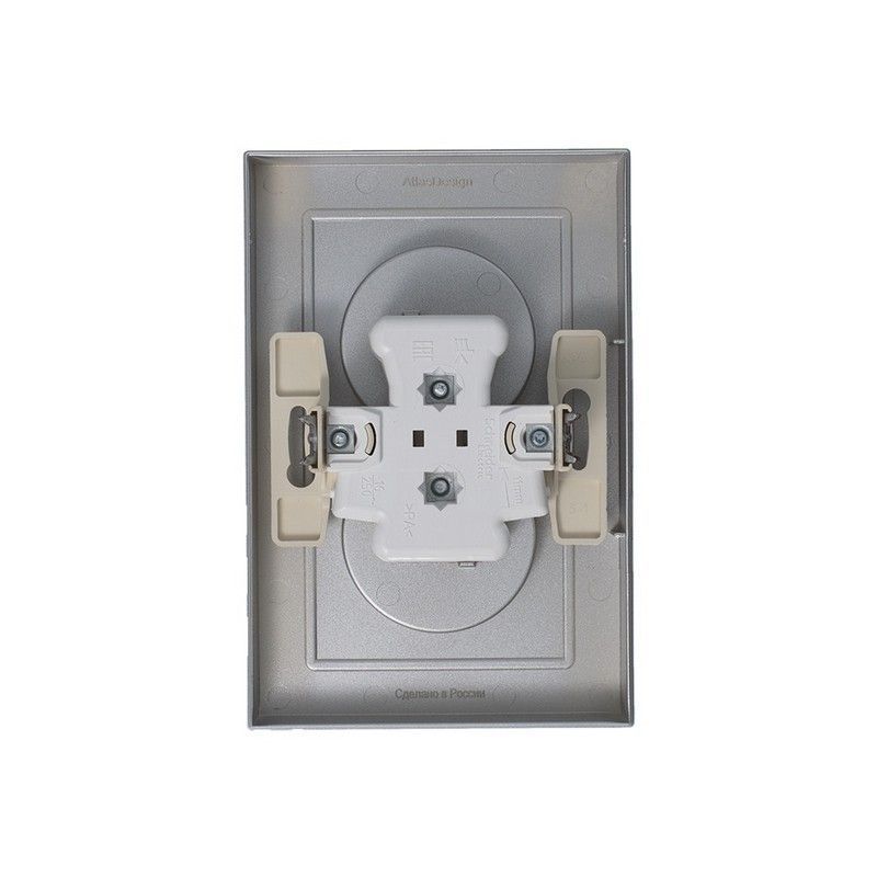 AtlasDesign Алюминий Розетка Systeme Electric AtlasDesign Алюминий б/з двойная, 16А, в сборе ATN000320