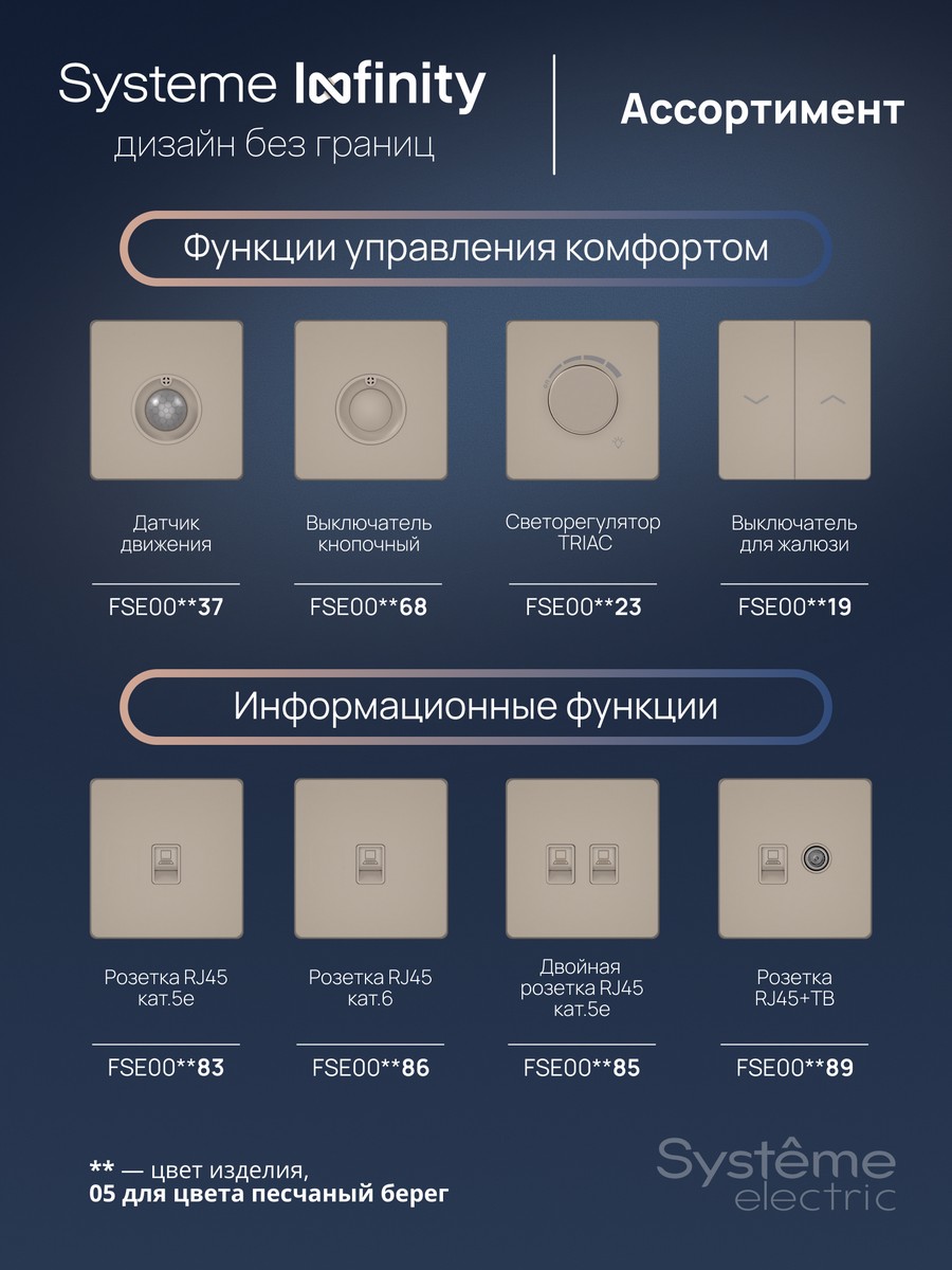 Датчик Systeme Electric Infinity Песчаный берег движения 100Вт FSE000537