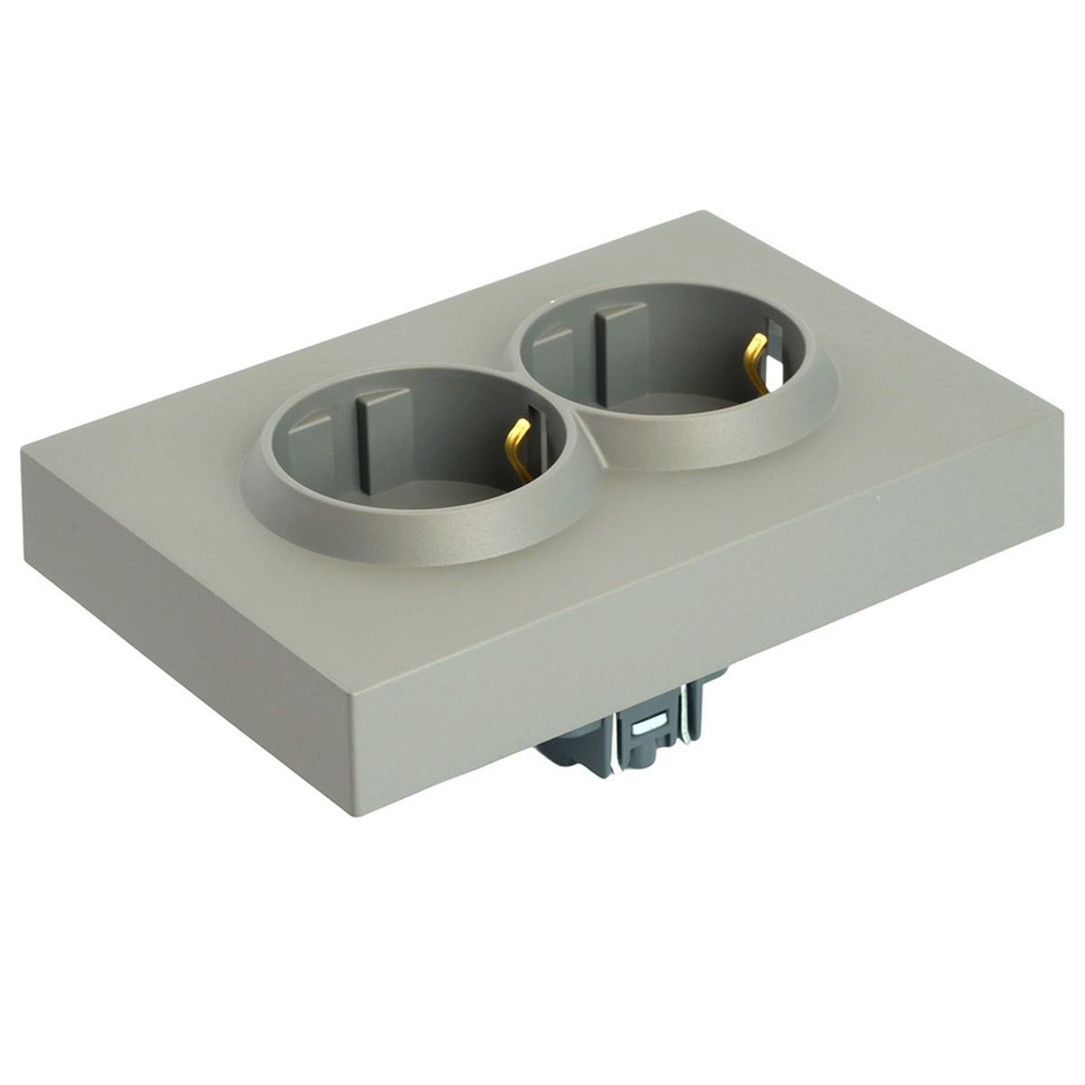 Эмили - Розетки и выключатели Stekker Розетка 2-ая с защитной шторкой с/з 16А STEKKER Эмили RST16-5114-10 платиново-серый soft touch 49960