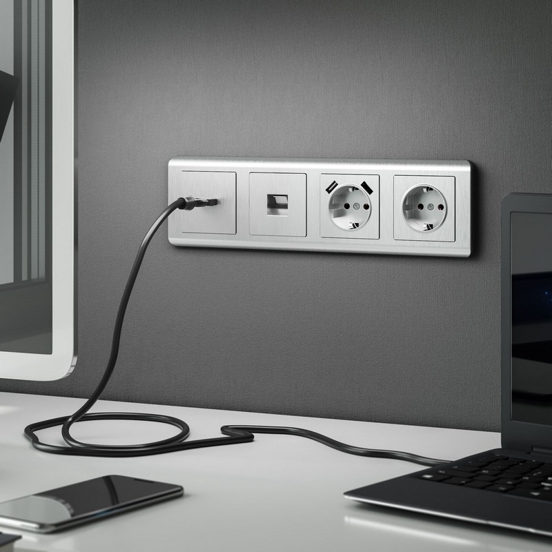 Werkel Серебряный рифленный механизмы Накладка Werkel для RJ11 (серебряный рифленый) WL09-RJ-11-CP