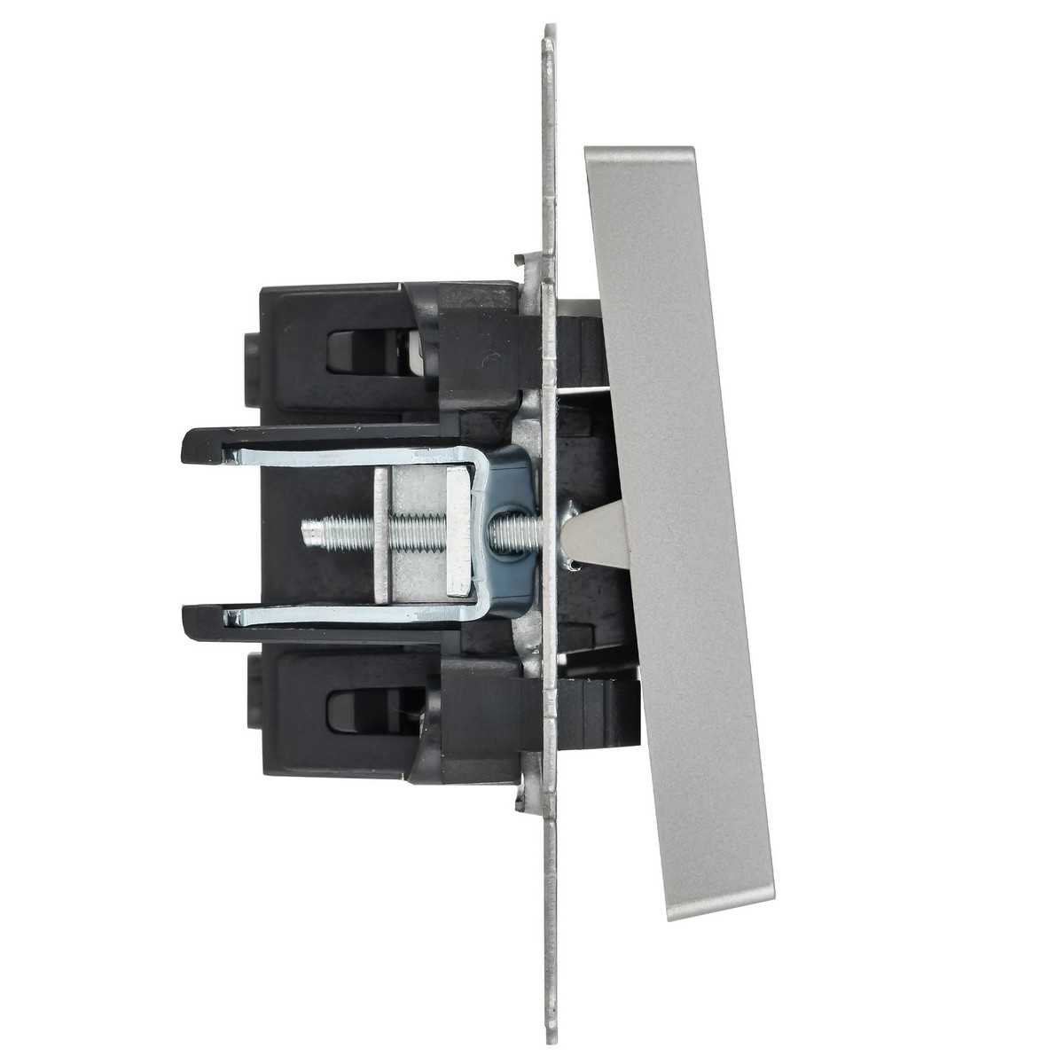 Выключатель IEK BRITE 1-клавишный с индикацией 10А ВС10-1-1-БрА алюминий BR-V10-1-10-K47