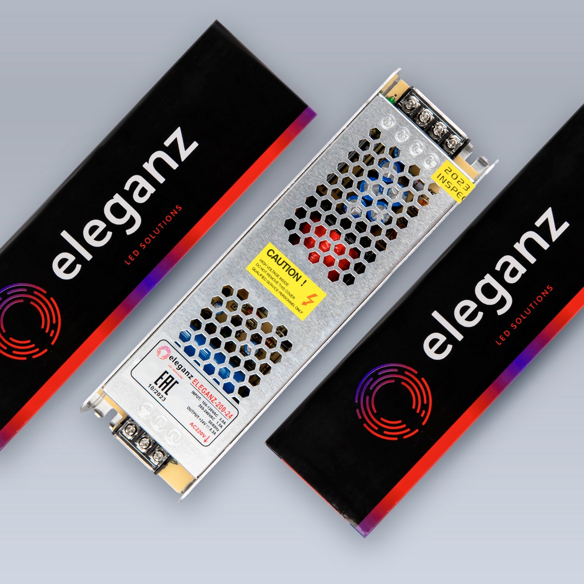Блок питания для светодиодной ленты Eleganz 24V 200W IP44 узкий 179х48х21мм EL-0007