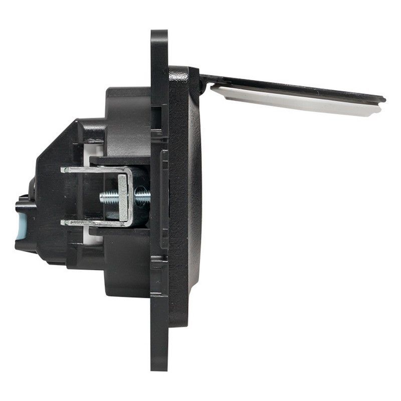 EKF Стокгольм черный Розетка с/з EKF PROxima Стокгольм Черный со шторками и крышкой 16А IP44 EZR16-028-10-44