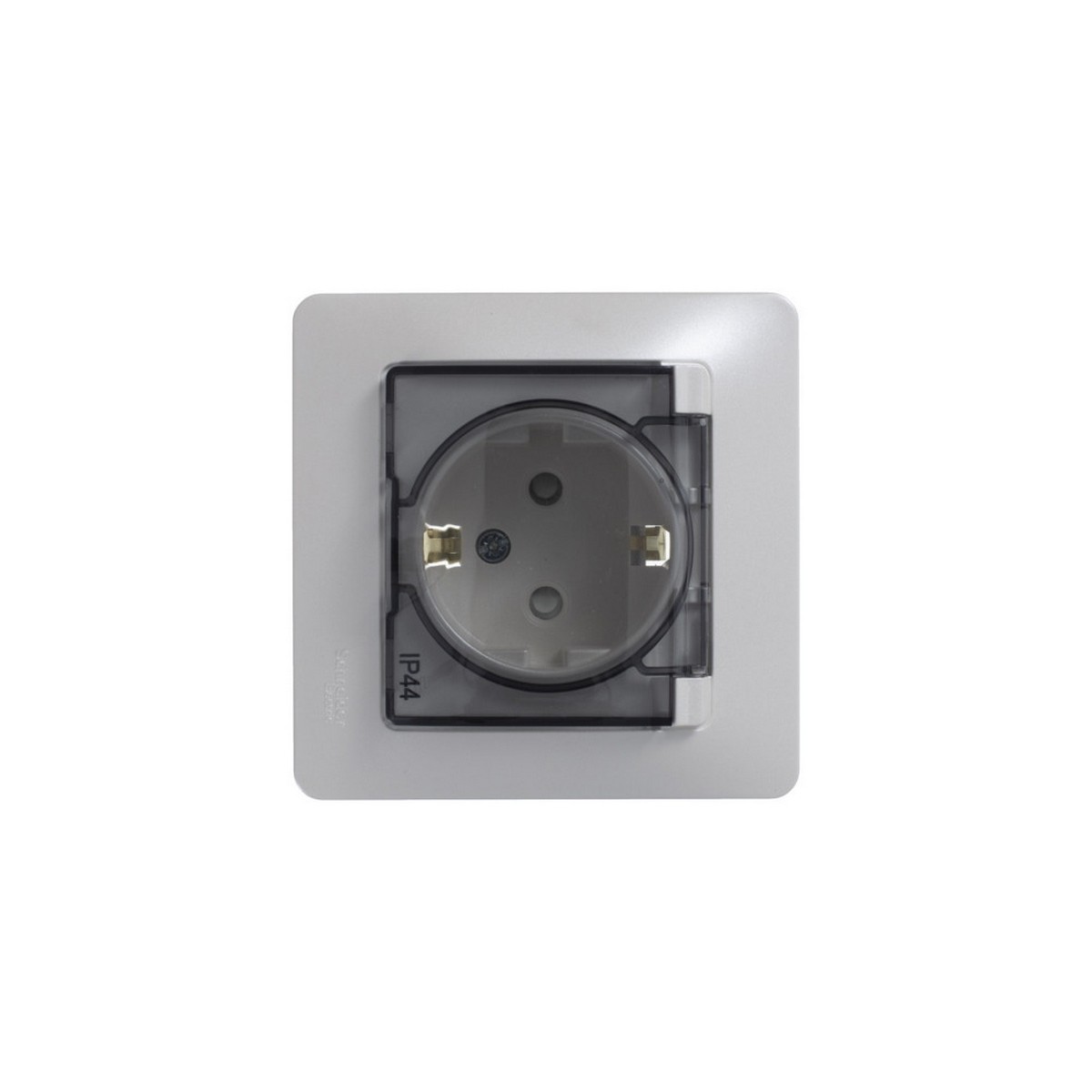 Розетка Systeme Electric Glossa Перламутр с/з со шторками с крышкой, 16А, GSL000648