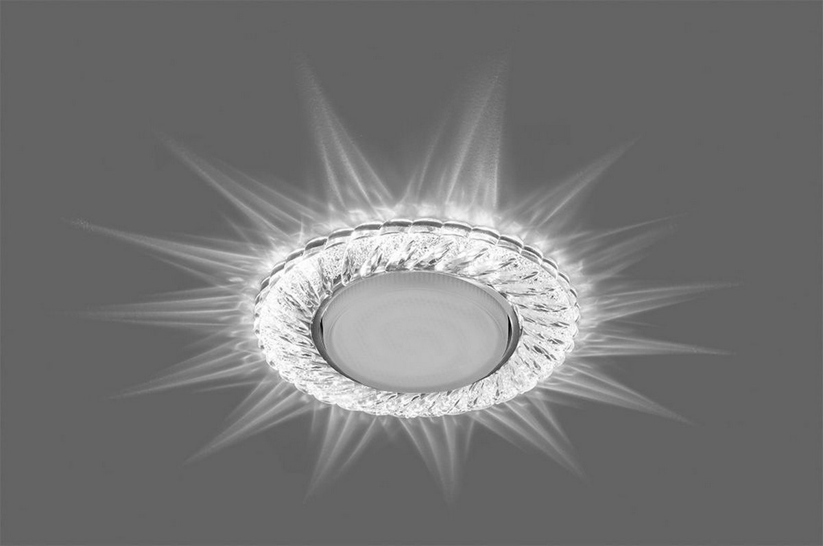 Светильник встраиваемый Feron CD4021 с белой LED подсветкой GX53 прозрачный 29474