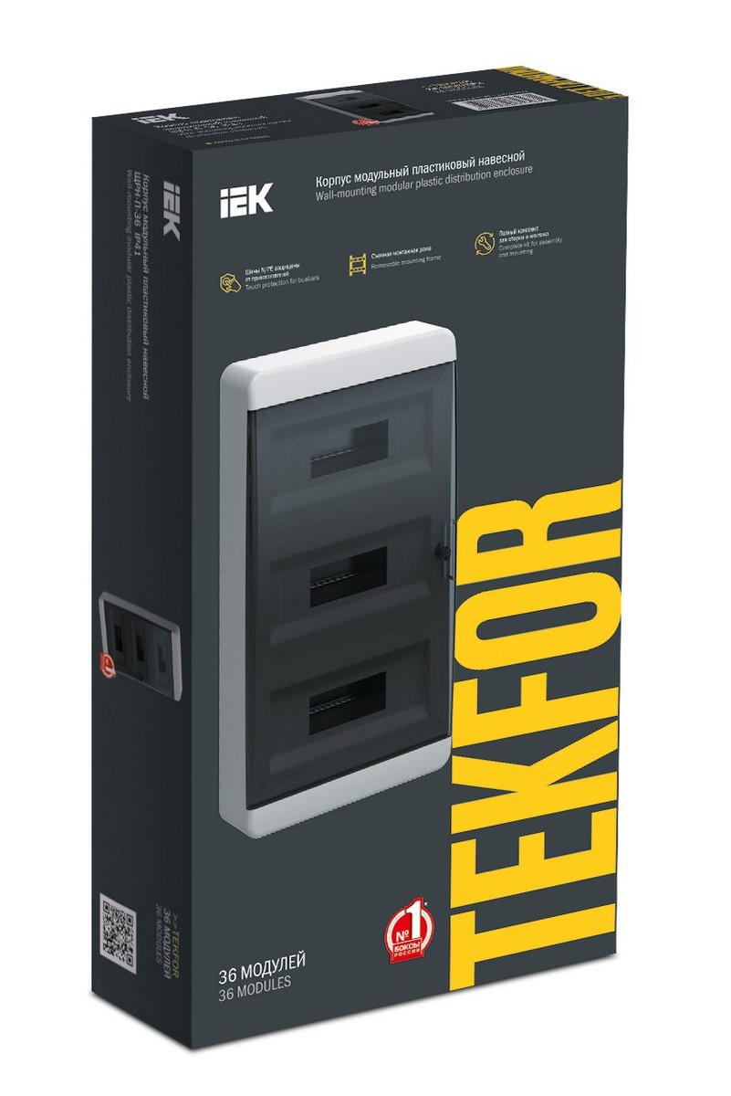Пластиковые боксы и щиты IEK Корпус пластиковый IEK TEKFOR ЩРН-П-36 IP41 черн. прозр. дверь TF5-KP12-N-36-41-K01-K03