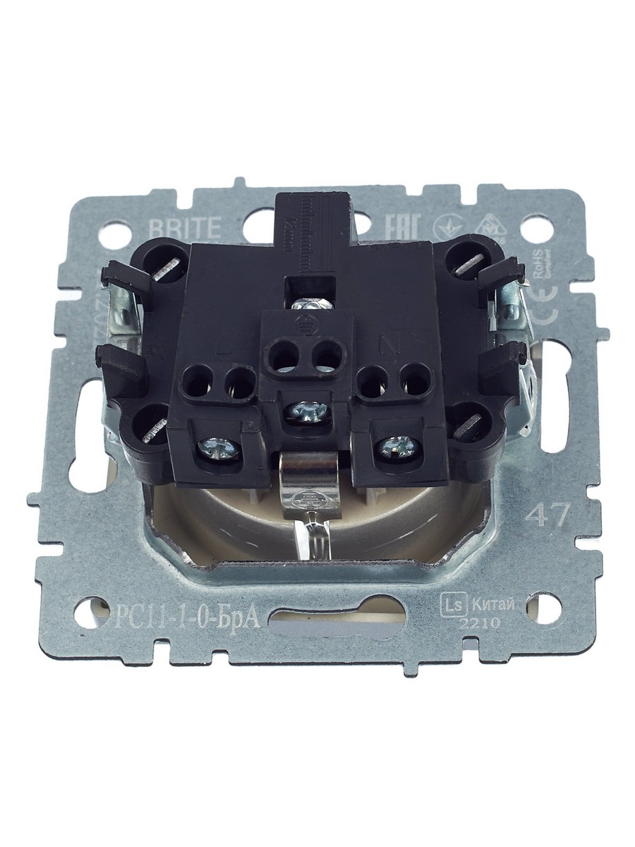 Розетка IEK BRITE с/з без шторок 16А РС11-1-0-БрА алюминий BR-R11-16-K47