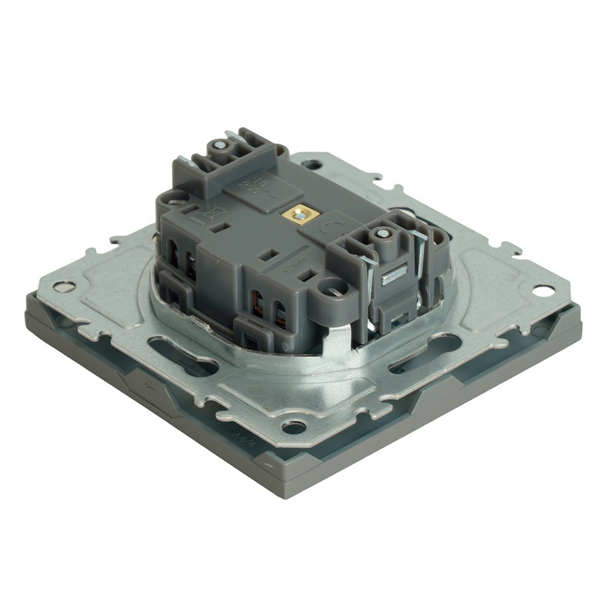 Эмили - Розетки и выключатели Stekker Розетка 1-ая с защитной шторкой б/з STEKKER Эмили RST16-5109-10 платиново-серый soft touch 49954