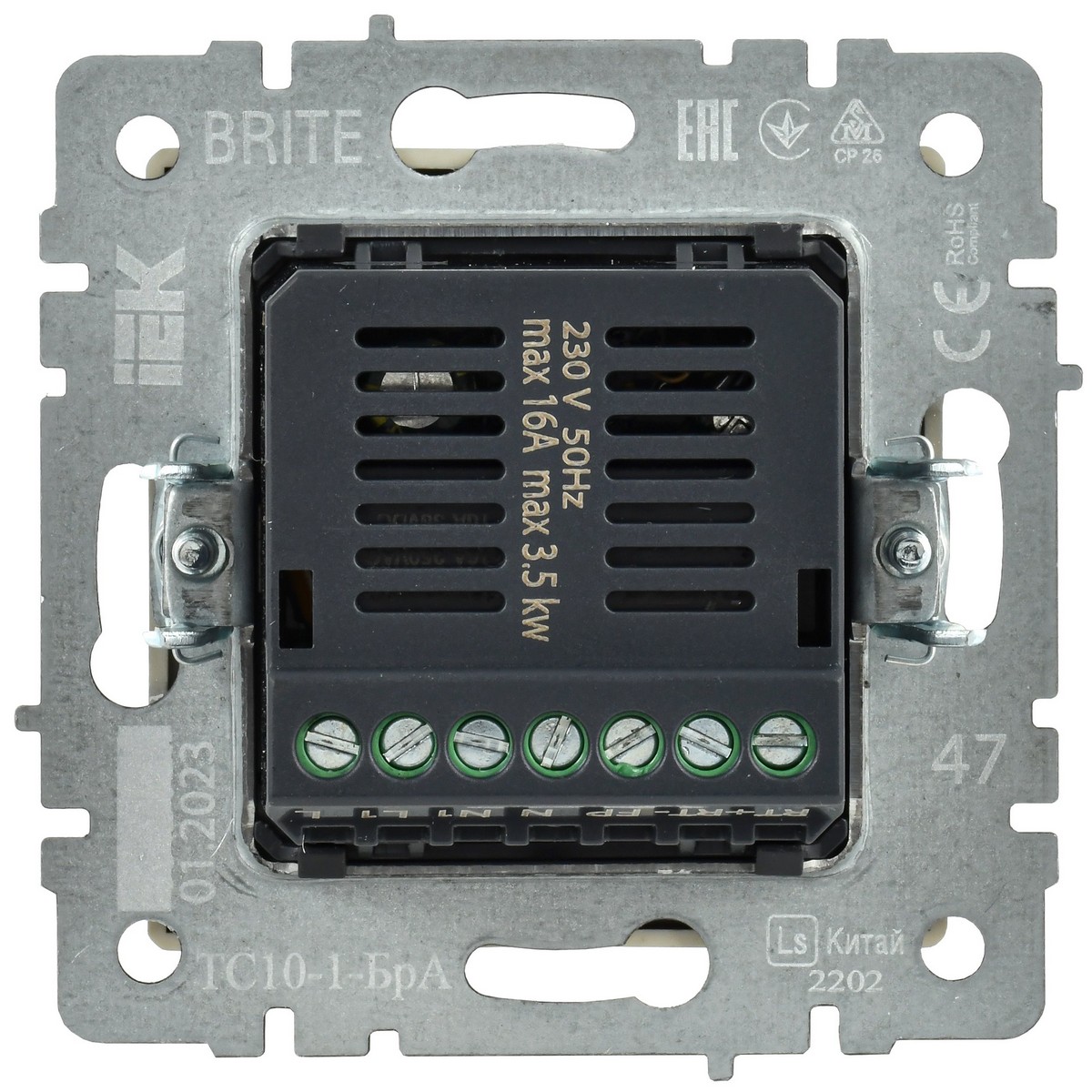 IEK Brite Алюминий Термостат IEK BRITE BASE Алюминий электронный с инд. ТС10-1-БрА (терморегулятор) BR-RT11-K47