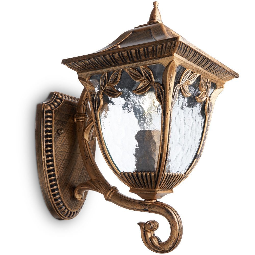 Уличные настенные светильники Светильник садово-парковый Feron PL4071 на стену вверх 60W E27 230V черное золото 11483 