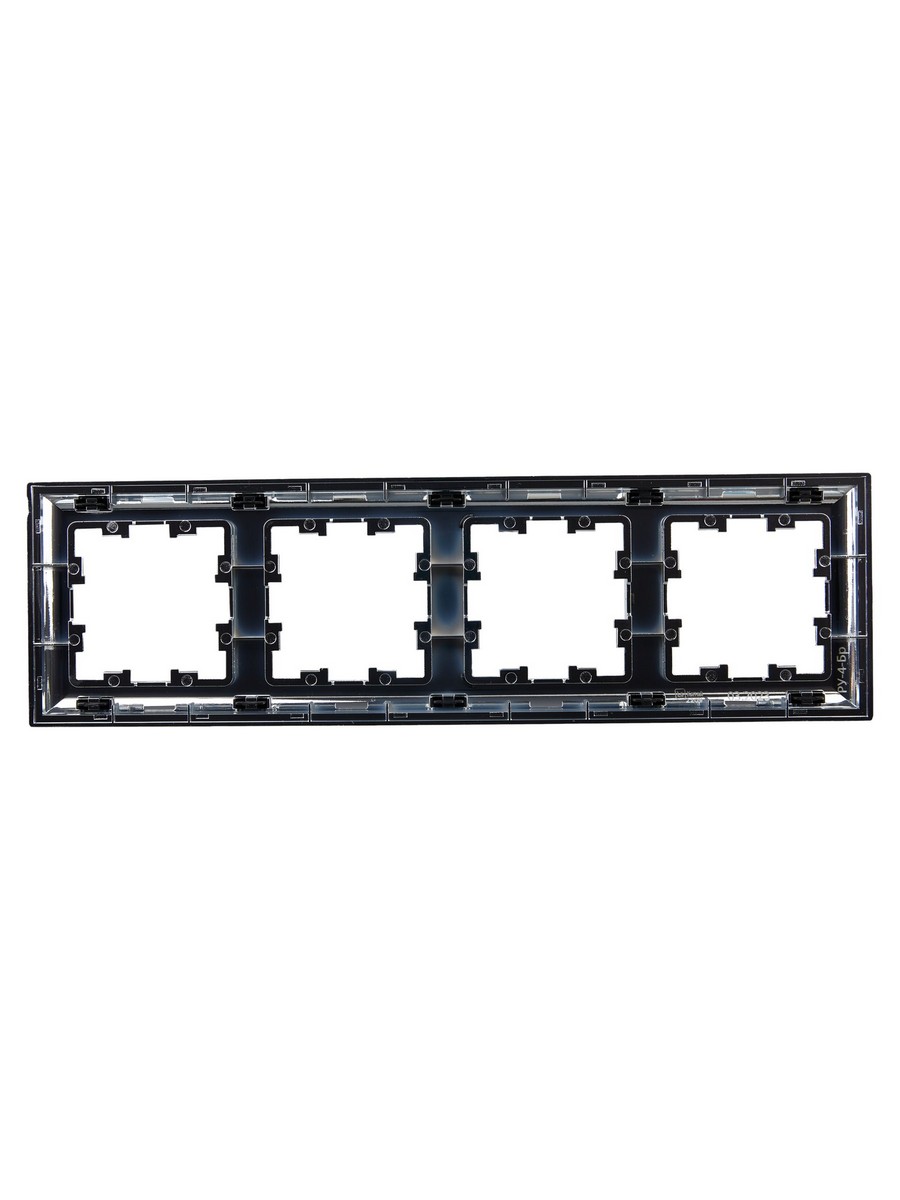 Рамка IEK BRITE DECOR Черный/хром 3D-форма 4-мест. РУ-4-Бр BR-M42-12-2-K23