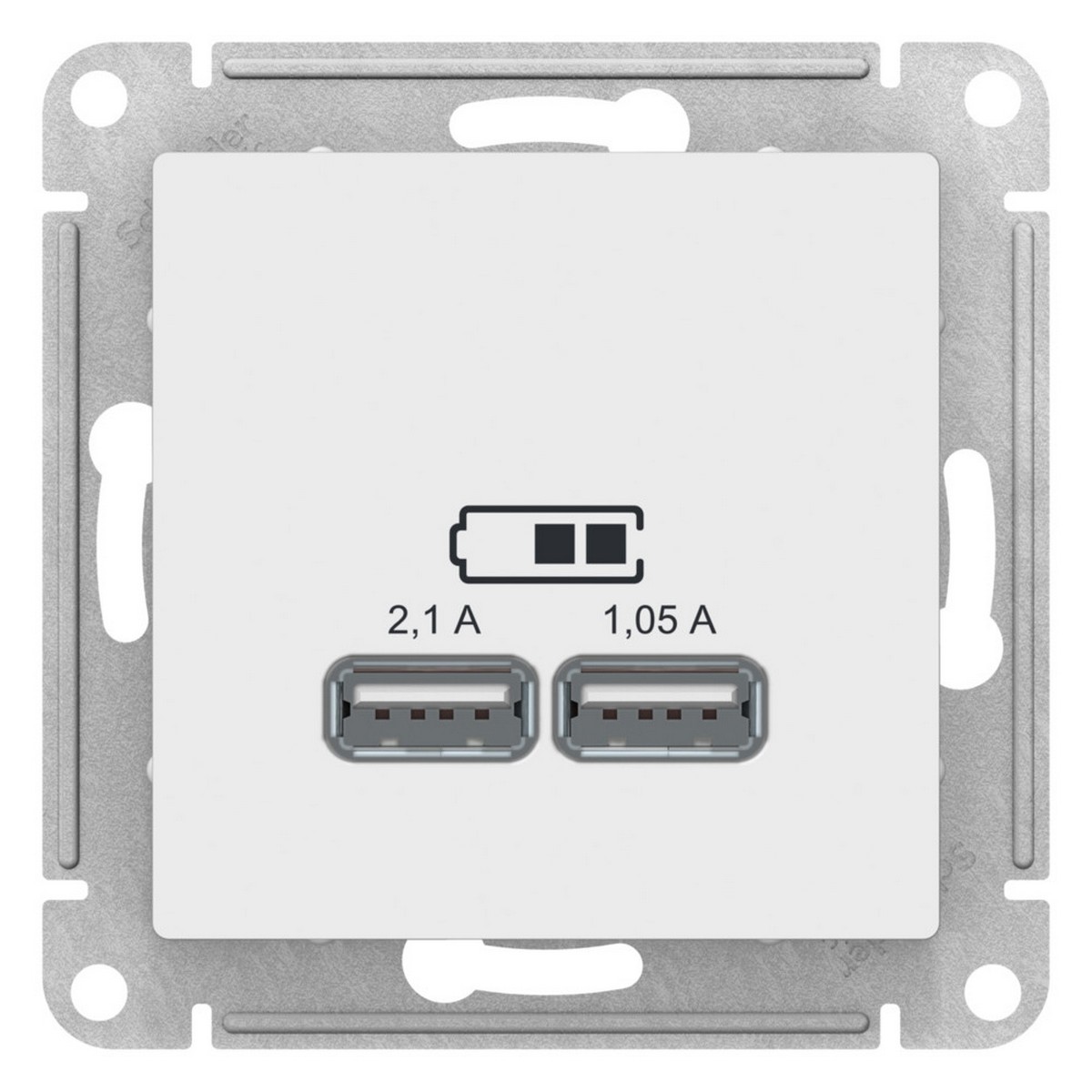Розетка Systeme Electric AtlasDesign Лотос USB A+A, 5В/2,1 2х5В/1,05 А, ATN001333