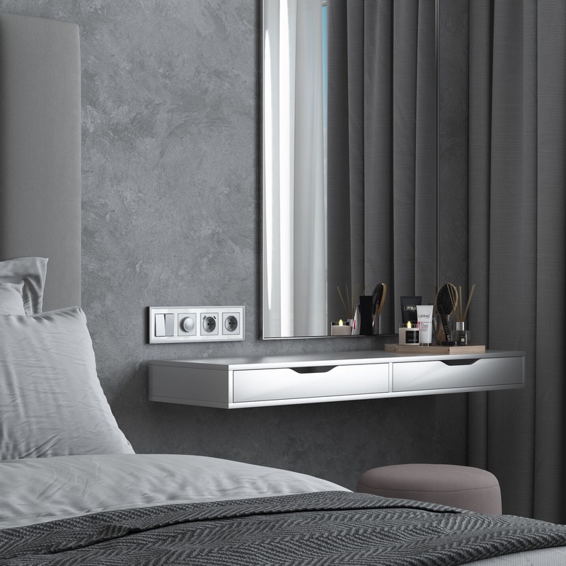 Рамки Werkel Baguette Рамка Werkel на 4 поста Baguette (белый/серебро) W0042850