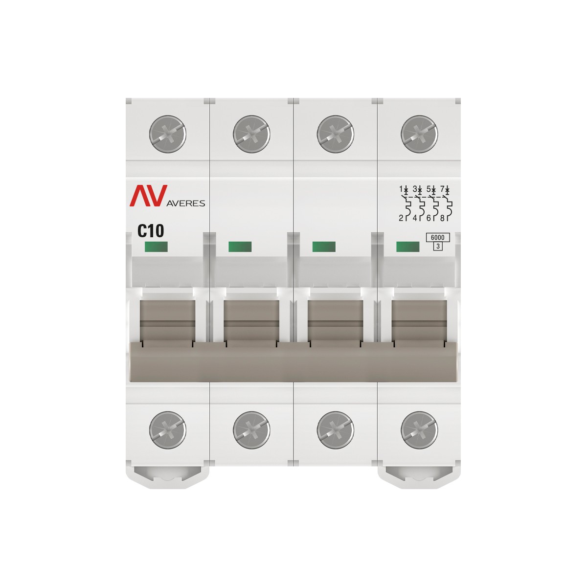 Автоматический выключатель EKF AVERES AV-6 (С) 4P 10А 6kA mcb6-4-10C-av