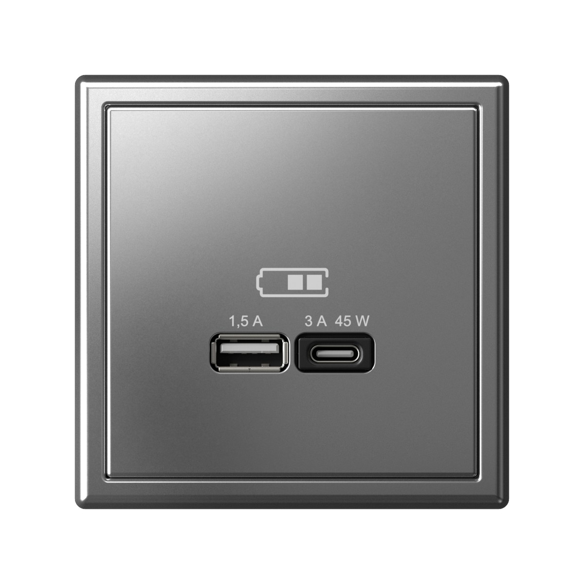 USB Розетка Systeme Electric ArtGallery Сталь A + тип-C 45Вт высокоскор.заряд. QC PD GAL000929