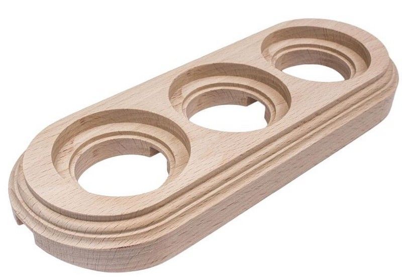 Bironi Лизетта - Ретро розетки и выключатели Рамка 3-ая BIRONI Натурэль на бревно 220мм BFC22-630-10