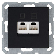 Интернет-розетка JASMART RJ45 двойная Черный матовый (soft touch) G6106PB