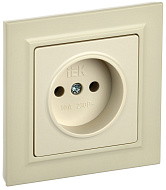 Розетка IEK BRITE Бежевый без з/к/ш 10А в сборе РСР10-1-0-БрКр BR-R10-10-K10-F