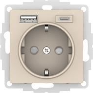 Розетка USB Systeme Electric AtlasDesign Бежевый 16А с A+C (5В/24А/3 А 2х5В/15А) мех ATN000232