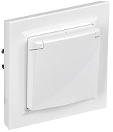 Розетка IEK BRITE BASE Белый с крышкой 16А IP44 РСбш10-3-44-БрБ в сборе