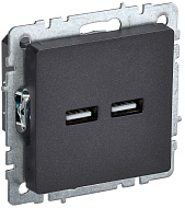 Розетка IEK BRITE USB A+A 3,1А РЮ10-1-БрЧ черный BR-U21-D31-K02