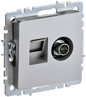 Розетка IEK BRITE двойная TV+RJ45 кат.5E РТВ/РК12-БрА алюминий BR-AK20-1-K47