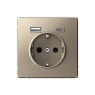 Розетка Systeme Electric ArtGallery Шампань 16А с 2 USB A+C 5В4А/30А 5В/15А GAL000532
