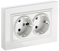 Розетка IEK BRITE 2-ая с/з без шторок 16А в сборе РС12-3-БрБ белый BR-R21-16-K01-F