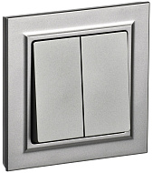 Выключатель IEK BRITE Сталь 2-кл. 10А в сборе ВСР10-2-0-БрС BR-V20-0-10-K46-F