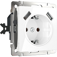 Розетка с заземлением, шторками и USBх2 Werkel белая W1171501