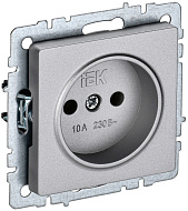 Розетка IEK BRITE б/з без шторок 10А РС10-1-0-БрА алюминий BR-R10-10-K47