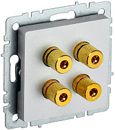 Аудиорозетка IEK BRITE 4-местная РА10-БрА алюминий BR-S40-K47