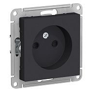 Розетка Systeme Electric AtlasDesign Карбон б/з со шторками, 16А, ATN001049