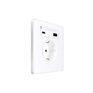 Розетка Systeme Electric Infinity Арктический лед с заземлением со шт. с USB А+С 20Вт FSE000132