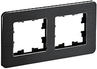 Рамка IEK BRITE DECOR Черный/алюм металл. скругл.угол 2-м РУ-2-1-Бр RE AL BR-M22-M-21-K02
