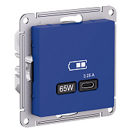 Розетка Systeme Electric AtlasDesign Аквамарин USB тип-C 65Вт высокоскорзаряд QCPD ATN001127