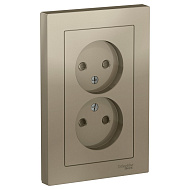Розетка Systeme Electric AtlasDesign Шампань б/з двойная, со шторками,16А, в сборе ATN000522