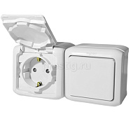 Выключатель+розетка Legrand Quteo с/заземлением IP44 белый  782318
